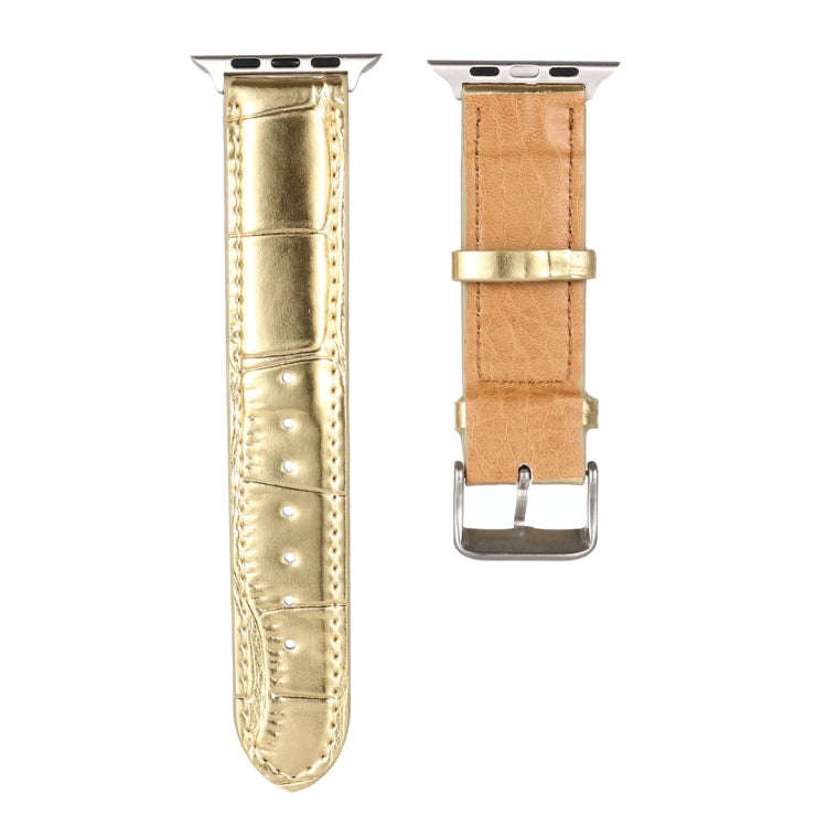 For Apple Watch Series 7 41mm / 6 & SE & 5 & 4 40mm / 3 & 2 & 1 38mm Crocodile Texture Leather Wr...