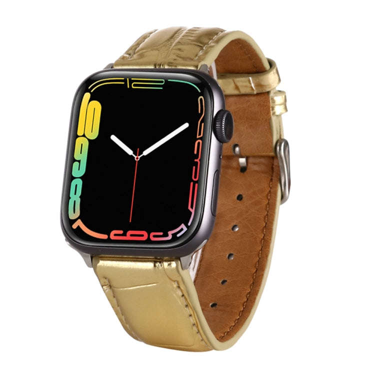 For Apple Watch Series 7 41mm / 6 & SE & 5 & 4 40mm / 3 & 2 & 1 38mm Crocodile Texture Leather Wr...