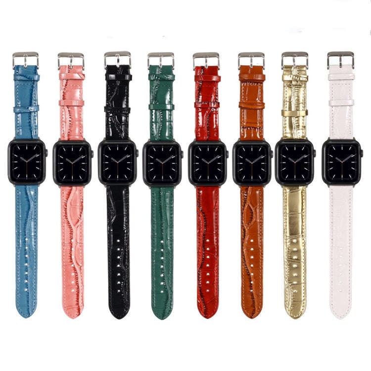 For Apple Watch Series 7 41mm / 6 & SE & 5 & 4 40mm / 3 & 2 & 1 38mm Crocodile Texture Leather Wr...