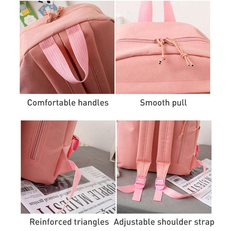 5pcs/Set Student Schoolbags, Lightweight and Cute Girls Backpack with Bear(Pink)
