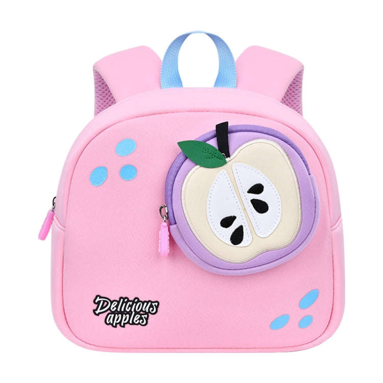 Children Cute Cartoon Anti-Lost Kindergarten School Bag(Pink Apple Medium)