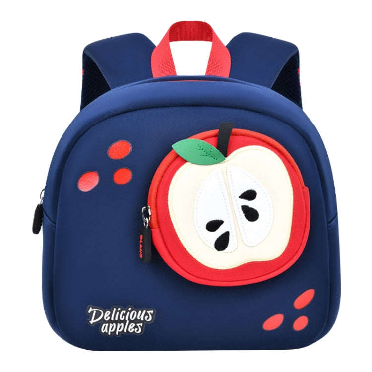 Children Cute Cartoon Anti-Lost Kindergarten School Bag(Royal Blue Apple Medium)
