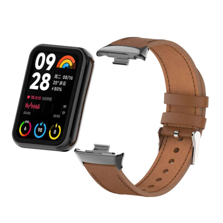 For Xiaomi Smart Band 9 Pro / 8 Pro 18mm Microfiber Sewing Leather Watch Band(Brown)