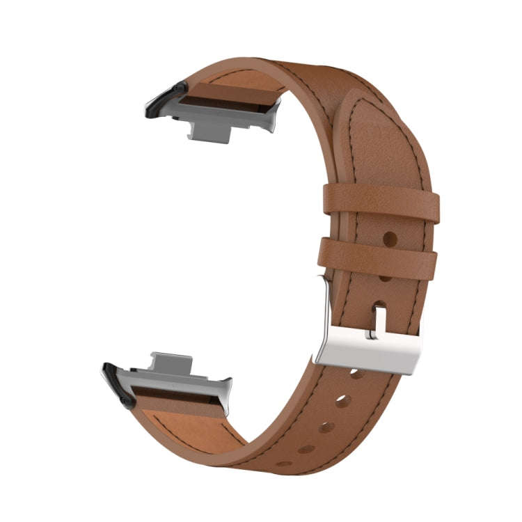 For Xiaomi Smart Band 9 Pro / 8 Pro 18mm Microfiber Sewing Leather Watch Band(Brown)