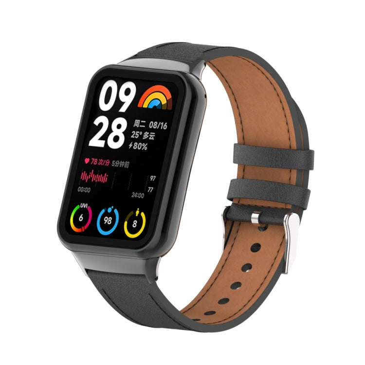 For Xiaomi Smart Band 9 Pro / 8 Pro 18mm Microfiber Sewing Leather Watch Band(Black)