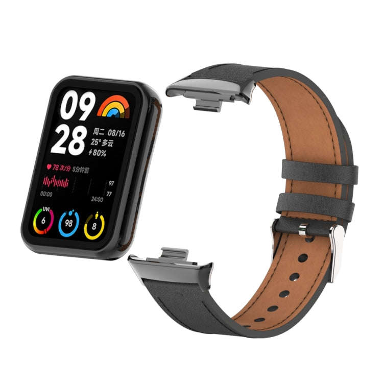 For Xiaomi Smart Band 9 Pro / 8 Pro 18mm Microfiber Sewing Leather Watch Band(Black)