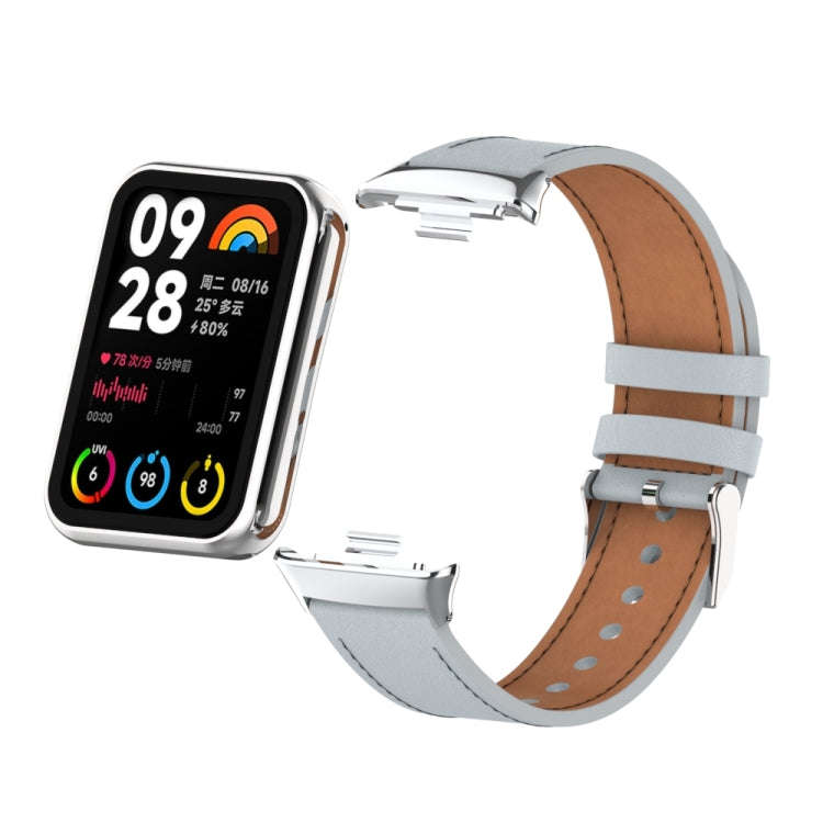 For Xiaomi Smart Band 9 Pro / 8 Pro 18mm Microfiber Sewing Leather Watch Band(Grey)