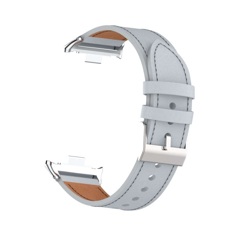 For Xiaomi Smart Band 9 Pro / 8 Pro 18mm Microfiber Sewing Leather Watch Band(Grey)