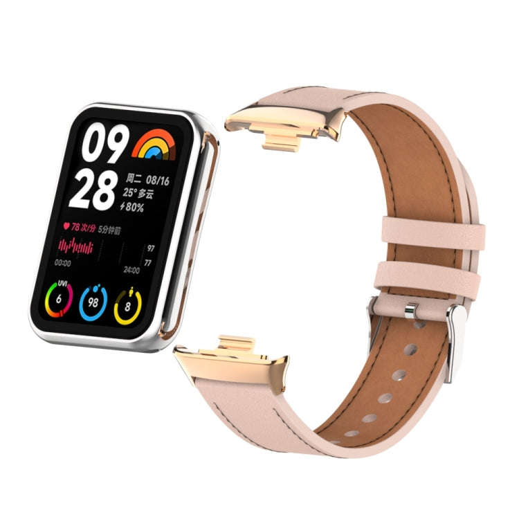For Xiaomi Smart Band 9 Pro / 8 Pro 18mm Microfiber Sewing Leather Watch Band(Pink)