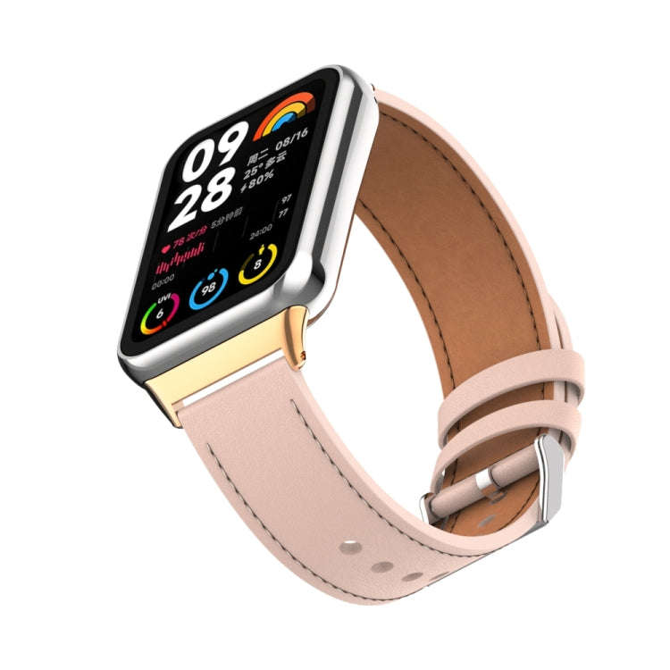 For Xiaomi Smart Band 9 Pro / 8 Pro 18mm Microfiber Sewing Leather Watch Band(Pink)
