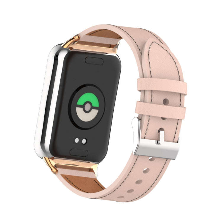 For Xiaomi Smart Band 9 Pro / 8 Pro 18mm Microfiber Sewing Leather Watch Band(Pink)