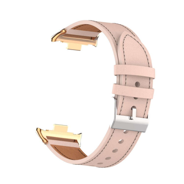 For Xiaomi Smart Band 9 Pro / 8 Pro 18mm Microfiber Sewing Leather Watch Band(Pink)