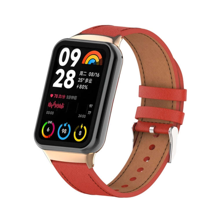 For Xiaomi Smart Band 9 Pro / 8 Pro 18mm Microfiber Sewing Leather Watch Band(Red)