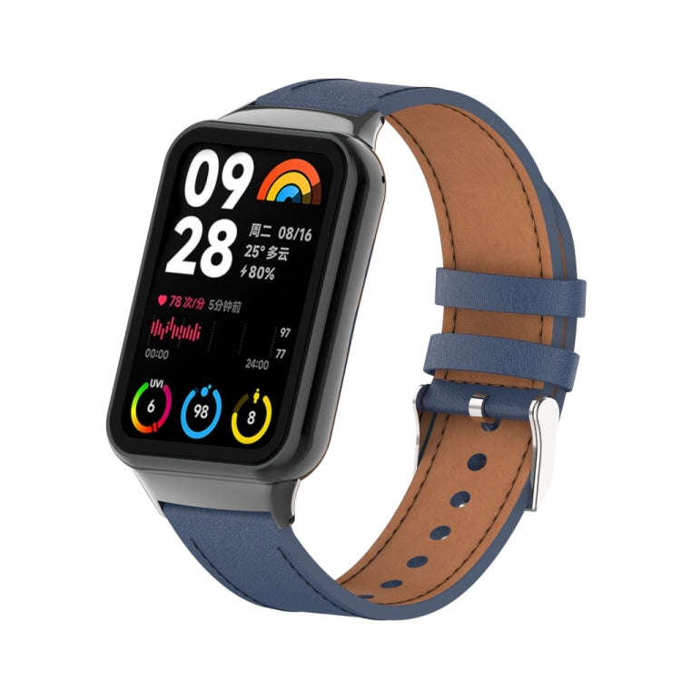 For Xiaomi Smart Band 9 Pro / 8 Pro 18mm Microfiber Sewing Leather Watch Band(Blue)