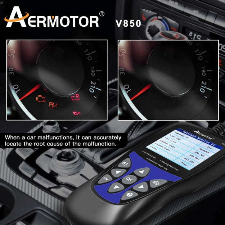 AERMOTOR V850 Car OBD2 Code Reader Diagnostic Scan Tool(Black)