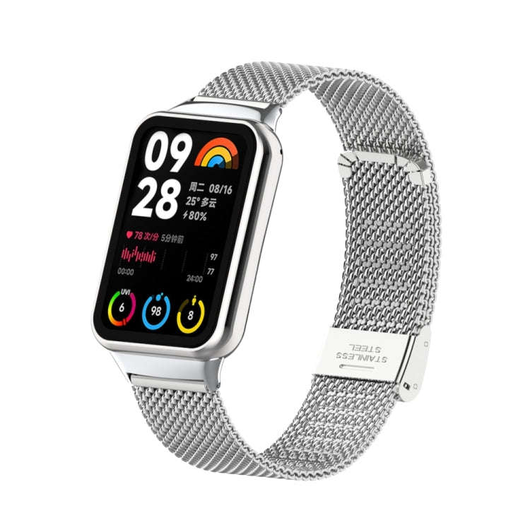 For Xiaomi Smart Band 9 Pro / 8 Pro 18mm Steel Mesh Buckle Metal Watch Band(Silver)
