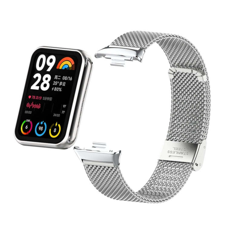 For Xiaomi Smart Band 9 Pro / 8 Pro 18mm Steel Mesh Buckle Metal Watch Band(Silver)
