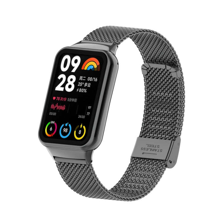 For Xiaomi Smart Band 9 Pro / 8 Pro 18mm Steel Mesh Buckle Metal Watch Band(Black)
