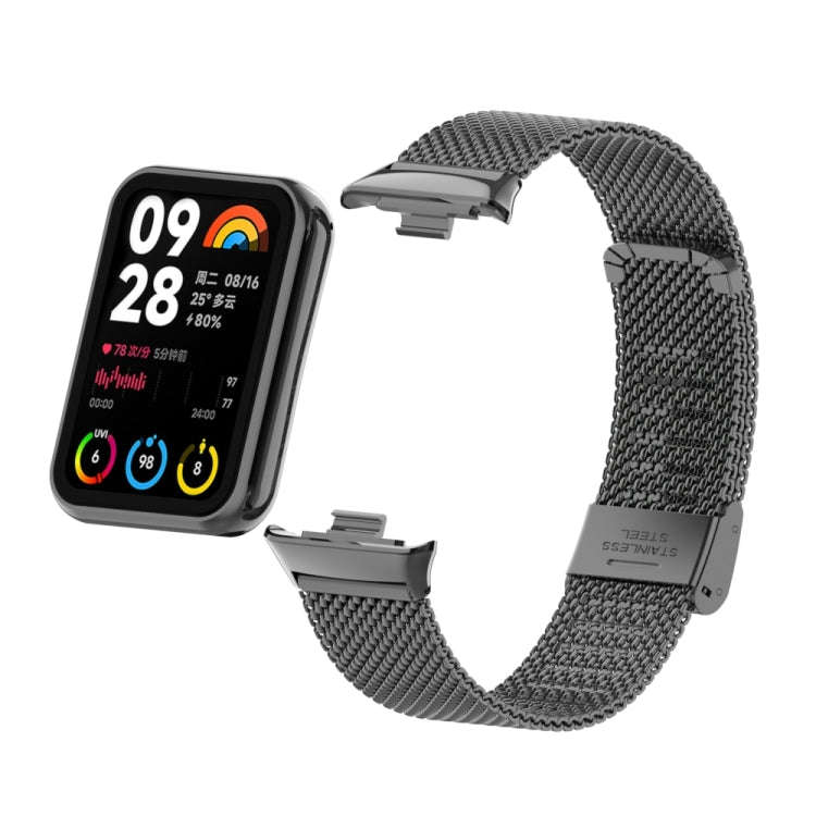 For Xiaomi Smart Band 9 Pro / 8 Pro 18mm Steel Mesh Buckle Metal Watch Band(Black)