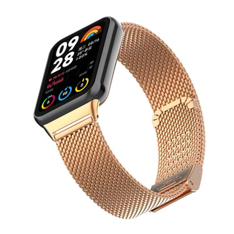 For Xiaomi Smart Band 9 Pro / 8 Pro 18mm Steel Mesh Buckle Metal Watch Band(Rose Gold)
