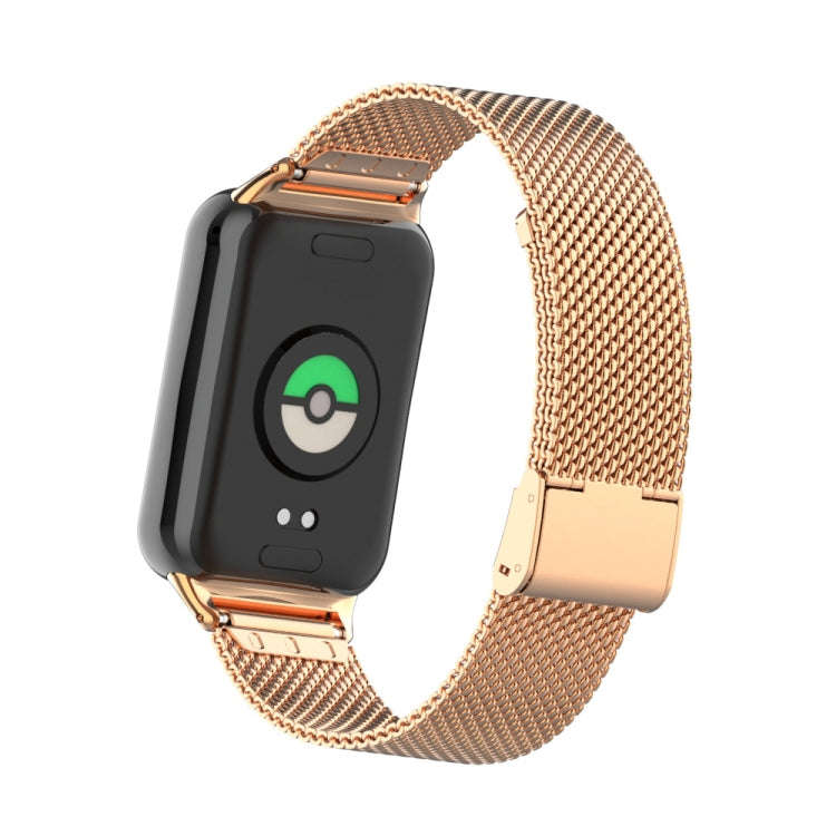 For Xiaomi Smart Band 9 Pro / 8 Pro 18mm Steel Mesh Buckle Metal Watch Band(Rose Gold)
