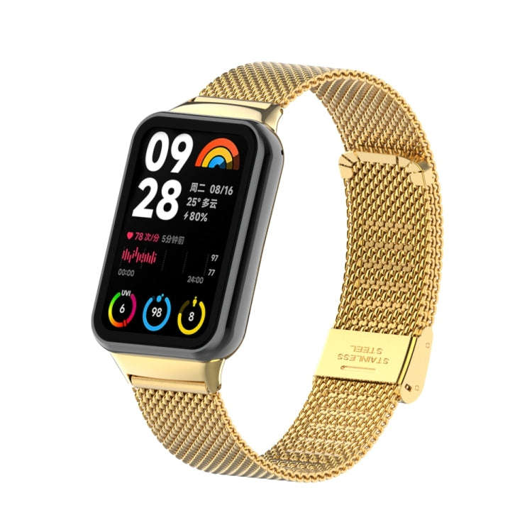 For Xiaomi Smart Band 9 Pro / 8 Pro 18mm Steel Mesh Buckle Metal Watch Band(Gold)