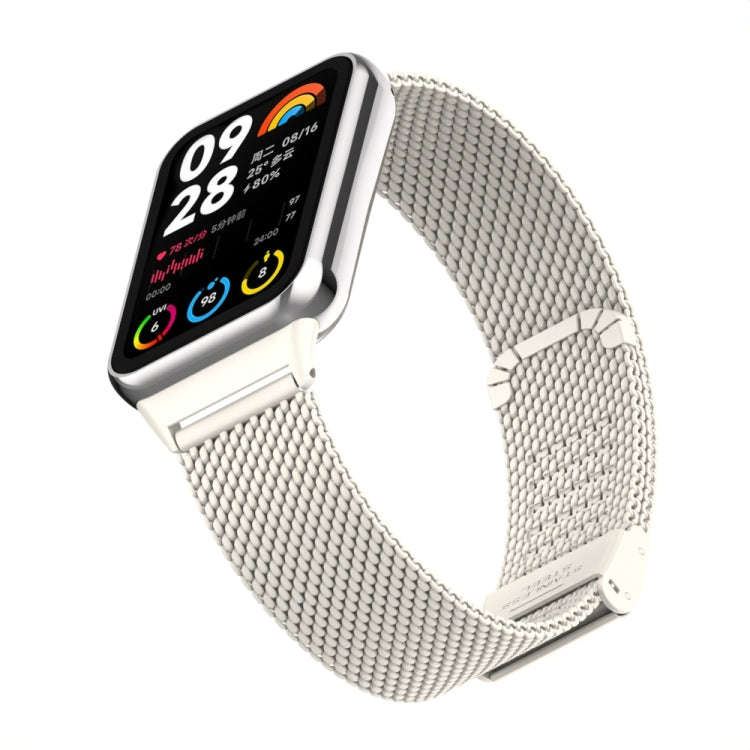 For Xiaomi Smart Band 9 Pro / 8 Pro 18mm Steel Mesh Buckle Metal Watch Band(Ivory White)