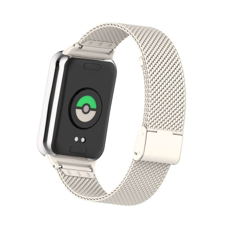 For Xiaomi Smart Band 9 Pro / 8 Pro 18mm Steel Mesh Buckle Metal Watch Band(Ivory White)