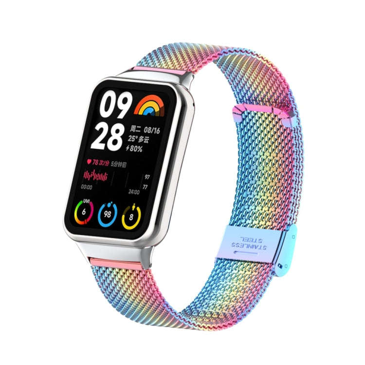 For Xiaomi Smart Band 9 Pro / 8 Pro 18mm Steel Mesh Buckle Metal Watch Band(Colorful)