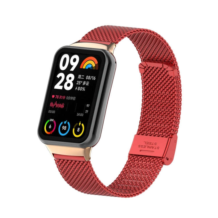 For Xiaomi Smart Band 9 Pro / 8 Pro 18mm Steel Mesh Buckle Metal Watch Band(Red)