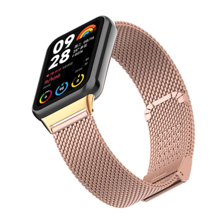 For Xiaomi Smart Band 9 Pro / 8 Pro 18mm Steel Mesh Buckle Metal Watch Band(Rose Red)