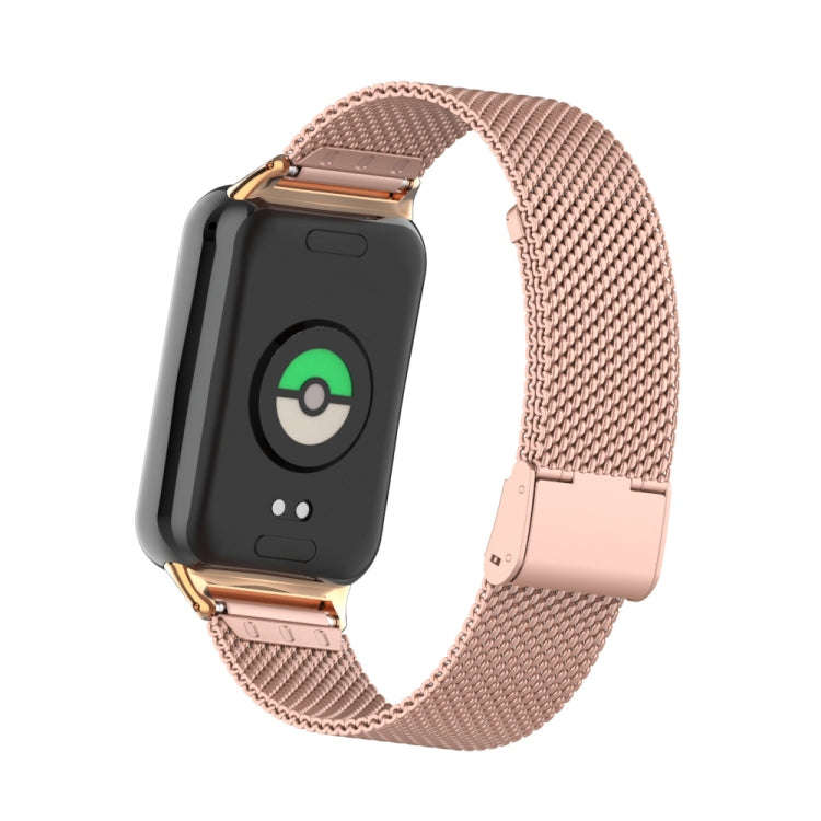 For Xiaomi Smart Band 9 Pro / 8 Pro 18mm Steel Mesh Buckle Metal Watch Band(Rose Red)