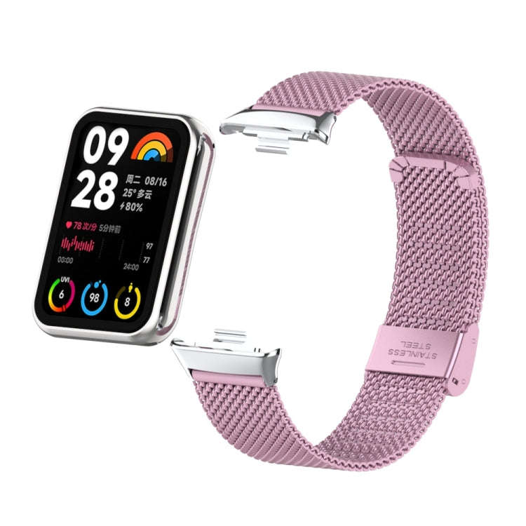 For Xiaomi Smart Band 9 Pro / 8 Pro 18mm Steel Mesh Buckle Metal Watch Band(Rose Pink)