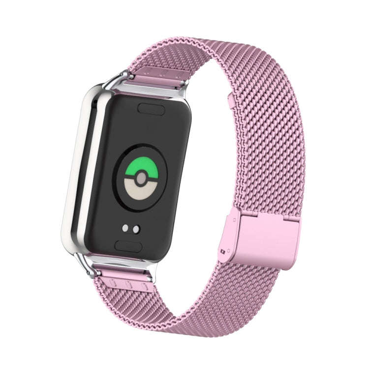 For Xiaomi Smart Band 9 Pro / 8 Pro 18mm Steel Mesh Buckle Metal Watch Band(Rose Pink)