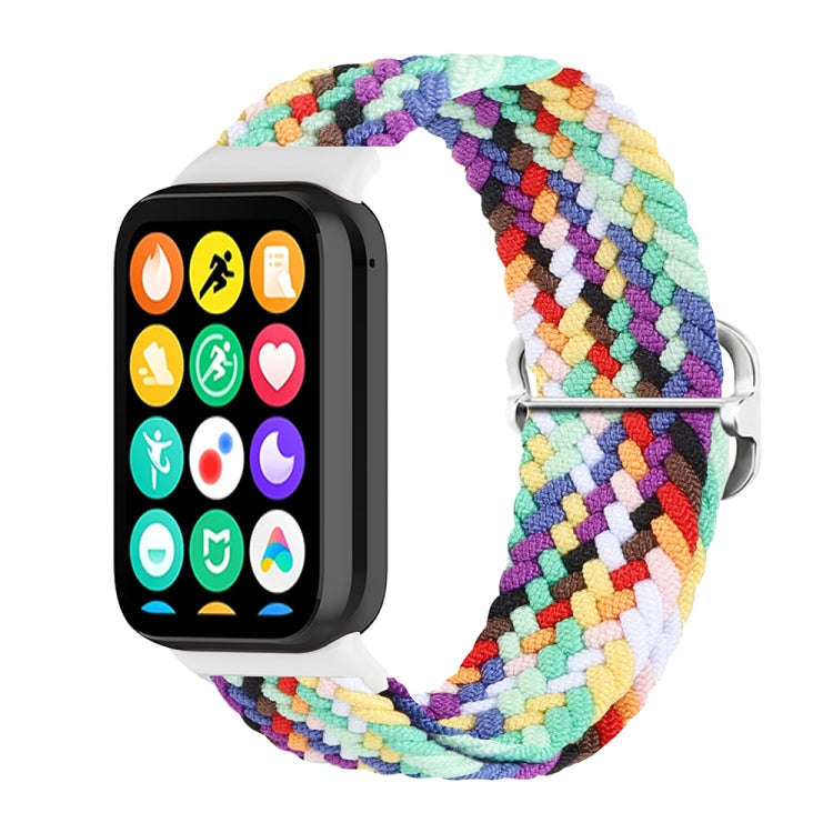 For Xiaomi Smart Band 9 Pro / 8 Pro 18mm Buckle Nylon Braided Watch Band(Rainbow)