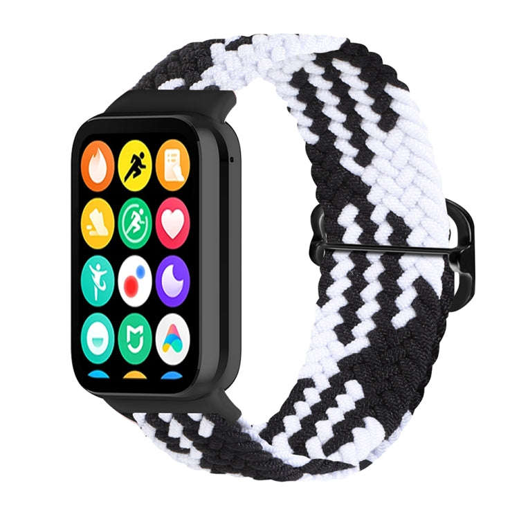 For Xiaomi Smart Band 9 Pro / 8 Pro 18mm Buckle Nylon Braided Watch Band(Black White)