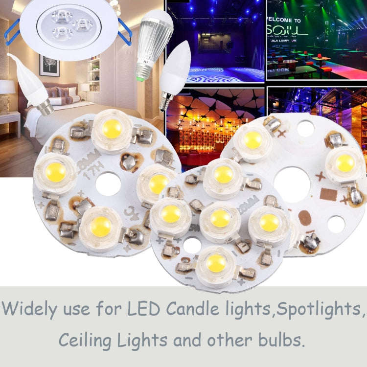 3W 3 LEDs Module Lamp Ceiling Lighting Source 23mm, DC9V(Warm White Light)