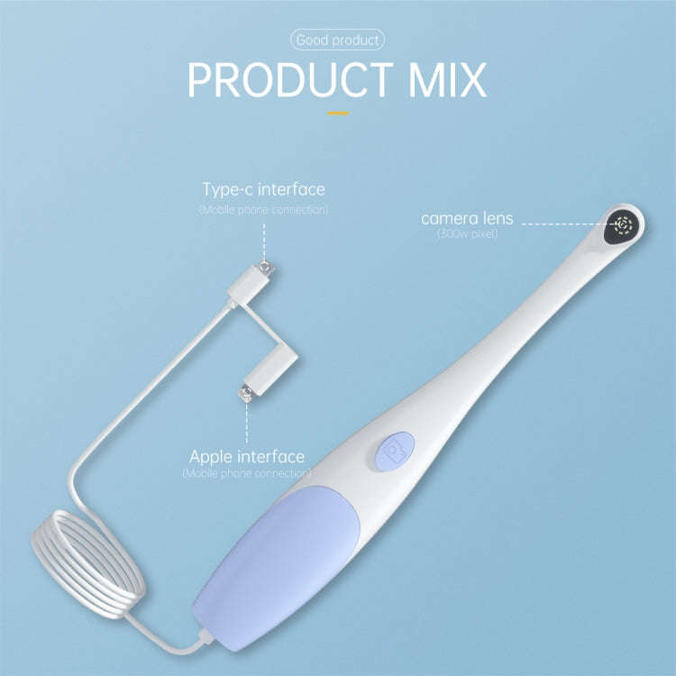 AN109 8LEDs 3.0MP 2 in 1 Visible Oral Endoscope(Purple)