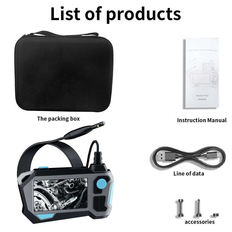 P120 Rotatable 8mm Dual Lenses Industrial Endoscope with Screen, 16mm Tail Pipe Diameter, Spec:5m...