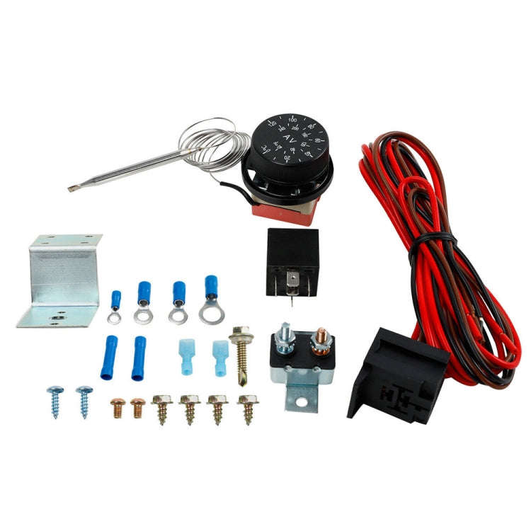 12V 60A Car Adjustable Electric Fan Cooling Control Relay Sensor Wiring Harness Kit