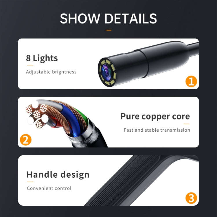 P200 8mm Front Lenses Detachable Industrial Pipeline Endoscope with 4.3 inch Screen, Spec:2m Soft...