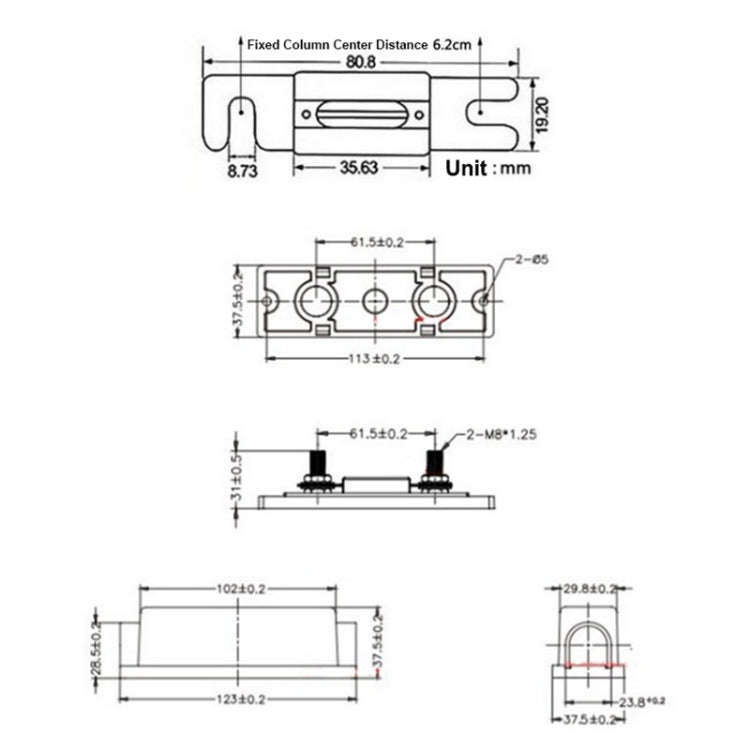 3 in 1 ANL Car Audio Modified Fuse Holder with 200A Fuse, Current:120A