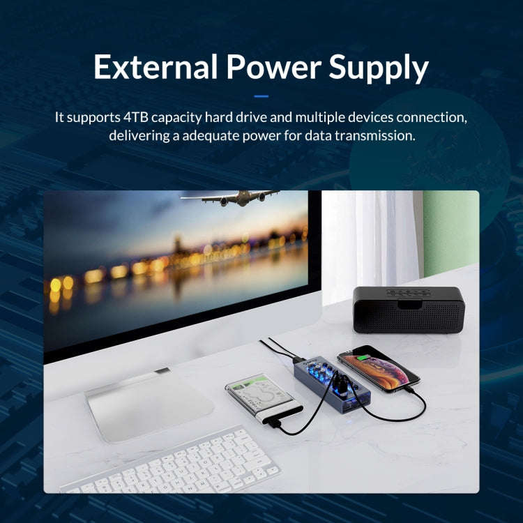 ORICO AT2U3-16AB-GY-BP 16 Ports USB 3.0 HUB with Individual Switches & Blue LED Indicator(AU Plug)