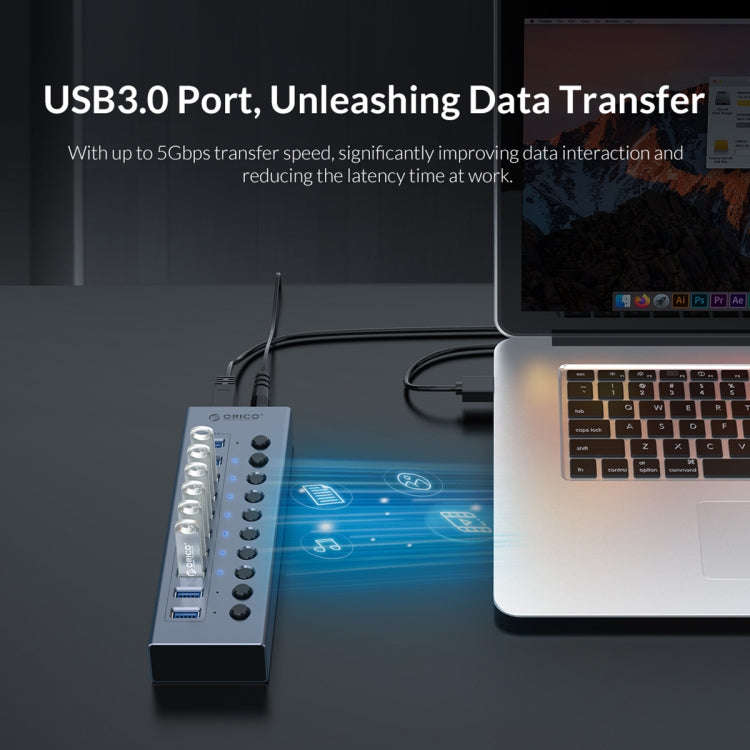 ORICO BT2U3-16AB-GY-BP 16 Ports USB 3.0 HUB with Individual Switches(UK Plug)