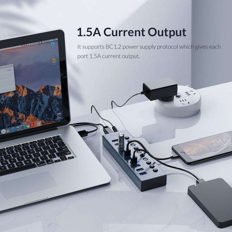 ORICO BT2U3-16AB-GY-BP 16 Ports USB 3.0 HUB with Individual Switches(UK Plug)