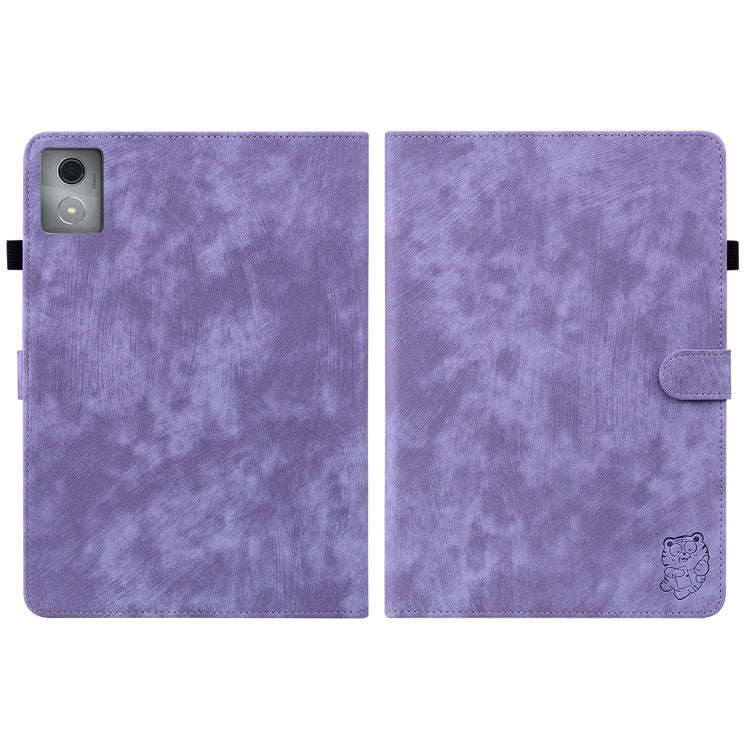 For Lenovo Tab K11 Plus Tiger Pattern Flip Leather Tablet Case(Purple)
