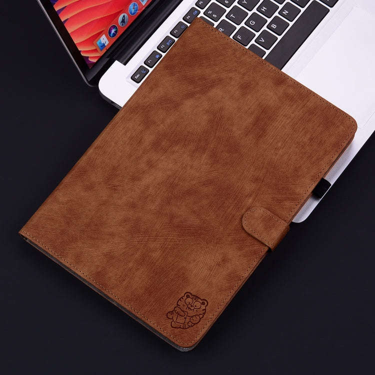 For Lenovo Tab K11 Plus Tiger Pattern Flip Leather Tablet Case(Brown)