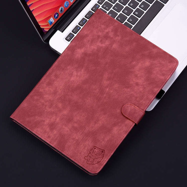 For Lenovo Tab K11 Plus Tiger Pattern Flip Leather Tablet Case(Red)