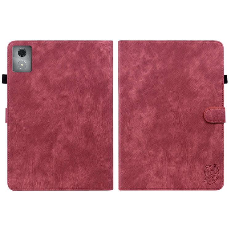 For Lenovo Tab K11 Plus Tiger Pattern Flip Leather Tablet Case(Red)