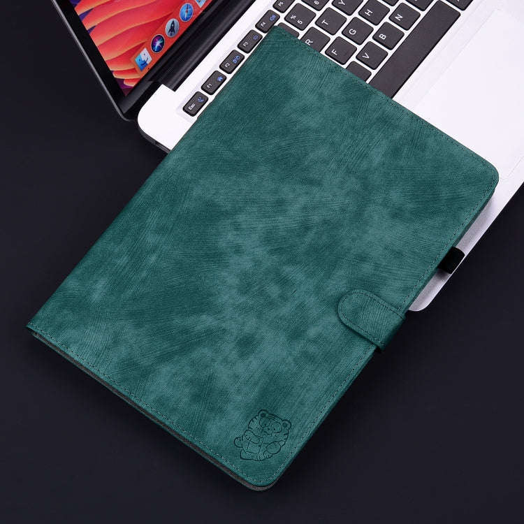 For Lenovo Tab K11 Plus Tiger Pattern Flip Leather Tablet Case(Dark Green)